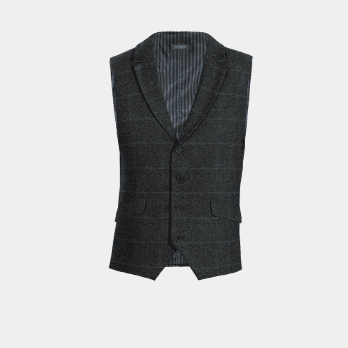 Blaue Karierte Revers Tweed Weste