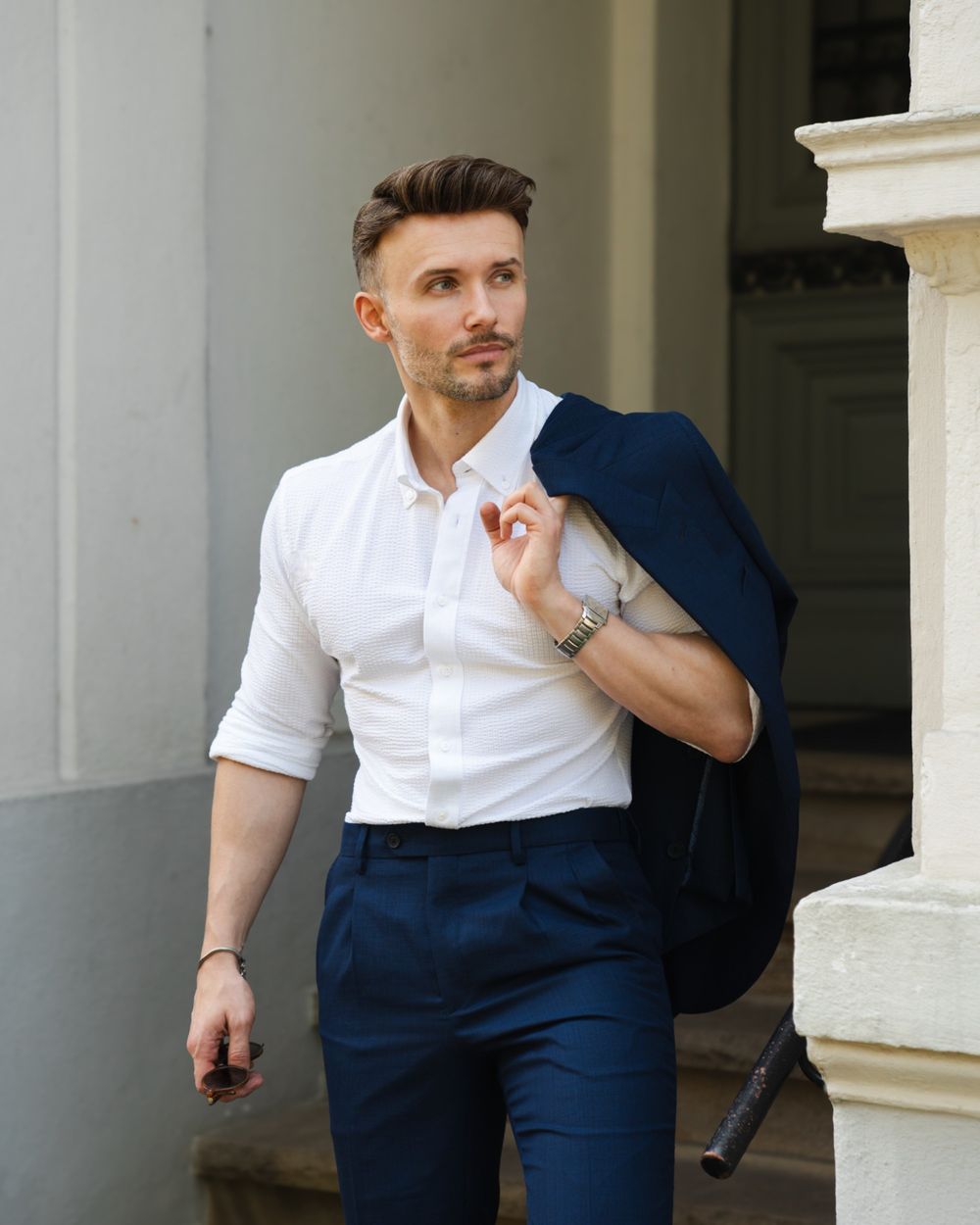 Navy Pinstripe Suit With White Dress Shirt Hockerty