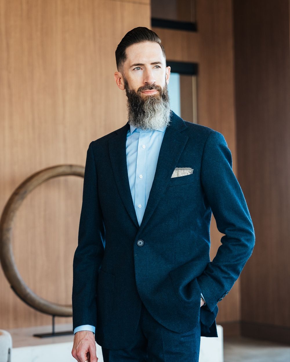 Navy Blazer With Blue Shirt And Loafers Hockerty