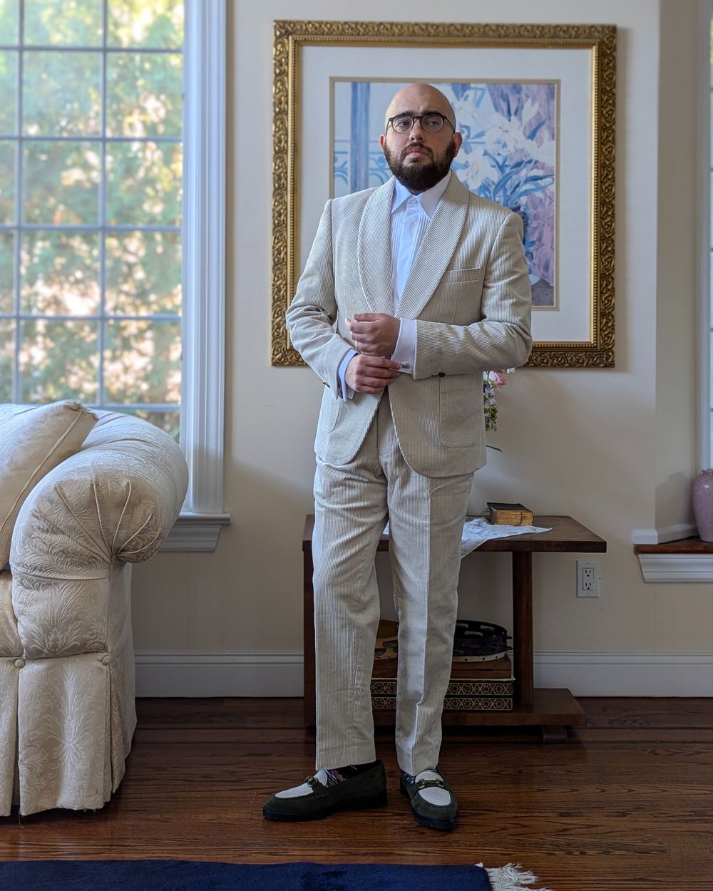 Father Of The Bride Suit With Beige Tie Hockerty