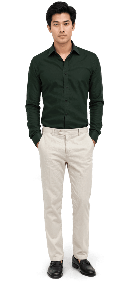 hunter green mens dress shirt goTIELESS Ultimate (Army Green) dress shirt Men's Long Sleeve Button Up