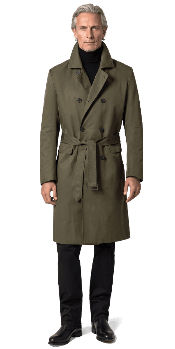 Green Long Trenchcoats for Men | Custom Made | Hockerty