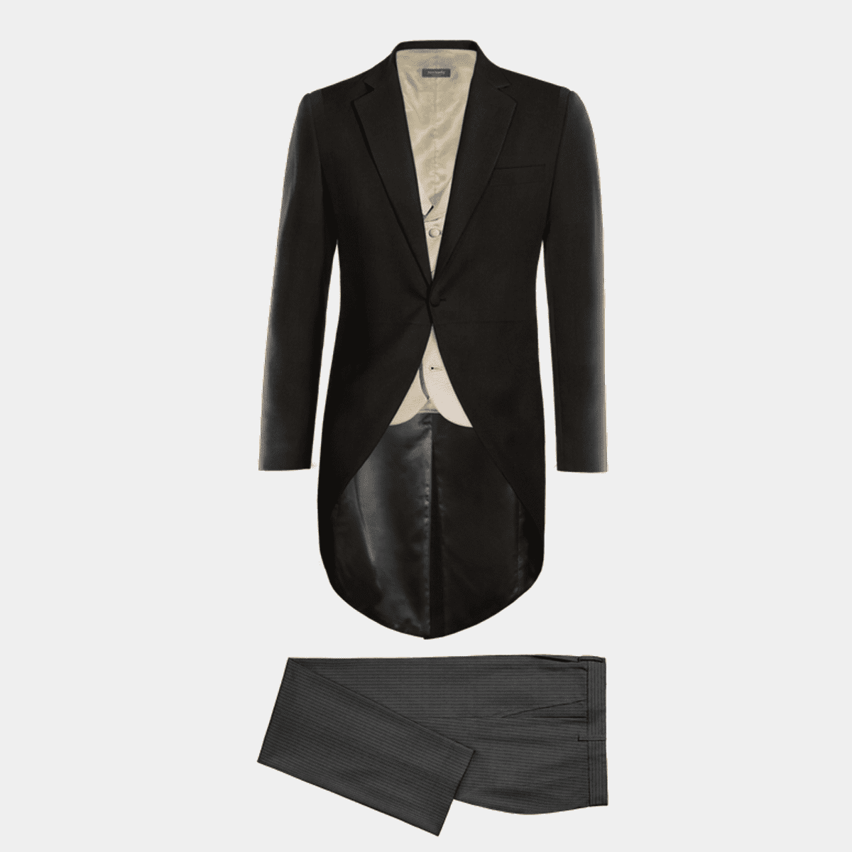 Premium gray Morning Suit with beige shawl lapel waistcoat and Premium ...
