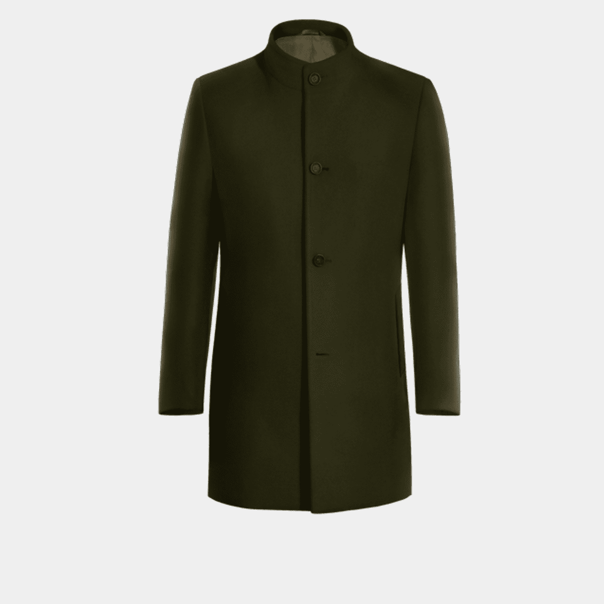 Army Green short Funnel neck Coat