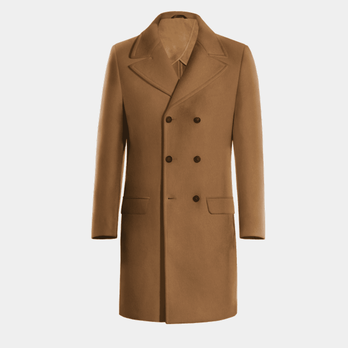 Alpaca camel long unlined Double breasted overcoat