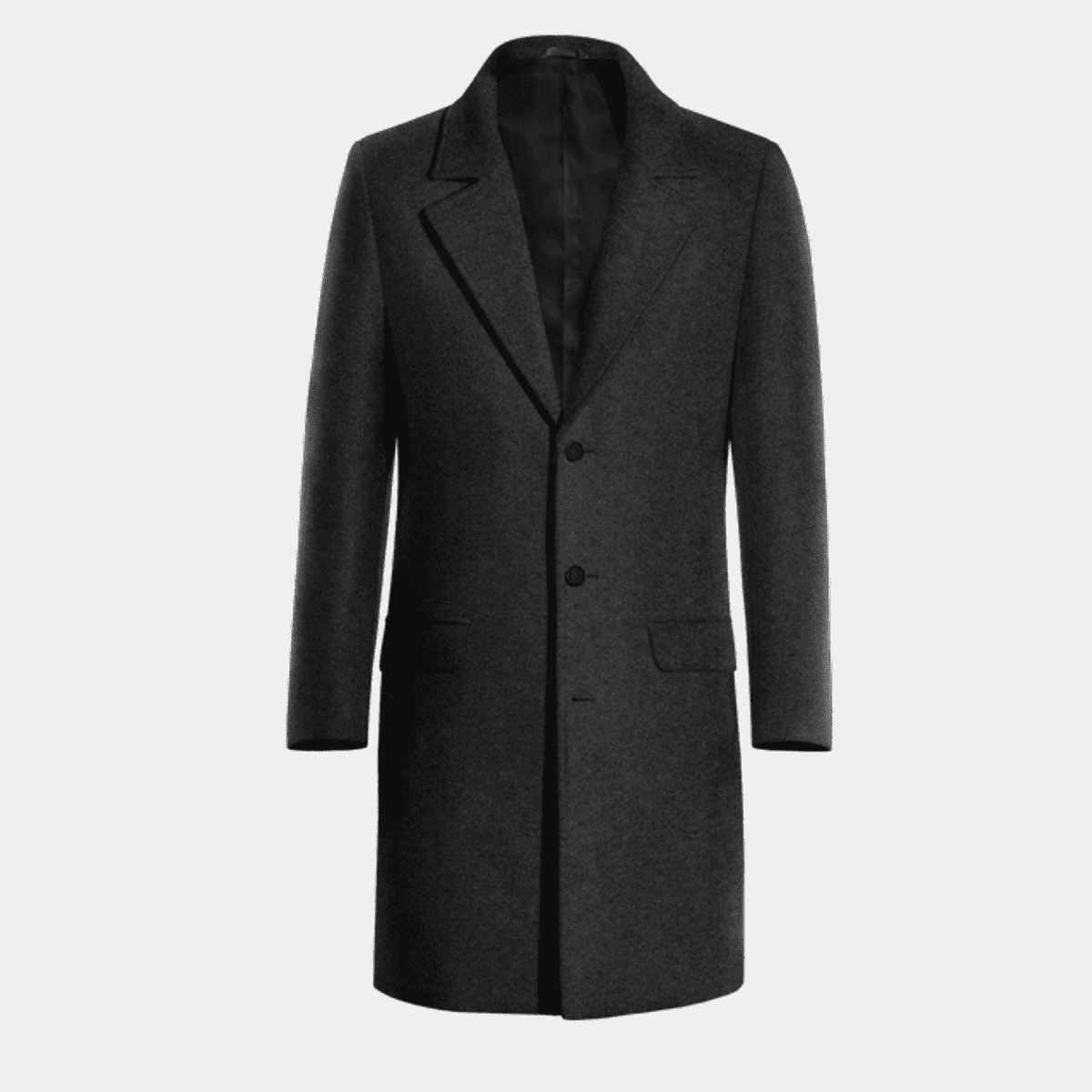 Charcoal long Chesterfield Coat with black lining