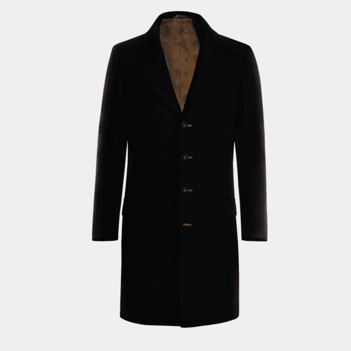 Black Long Overcoat with contrasted Buttonthreads | Hockerty