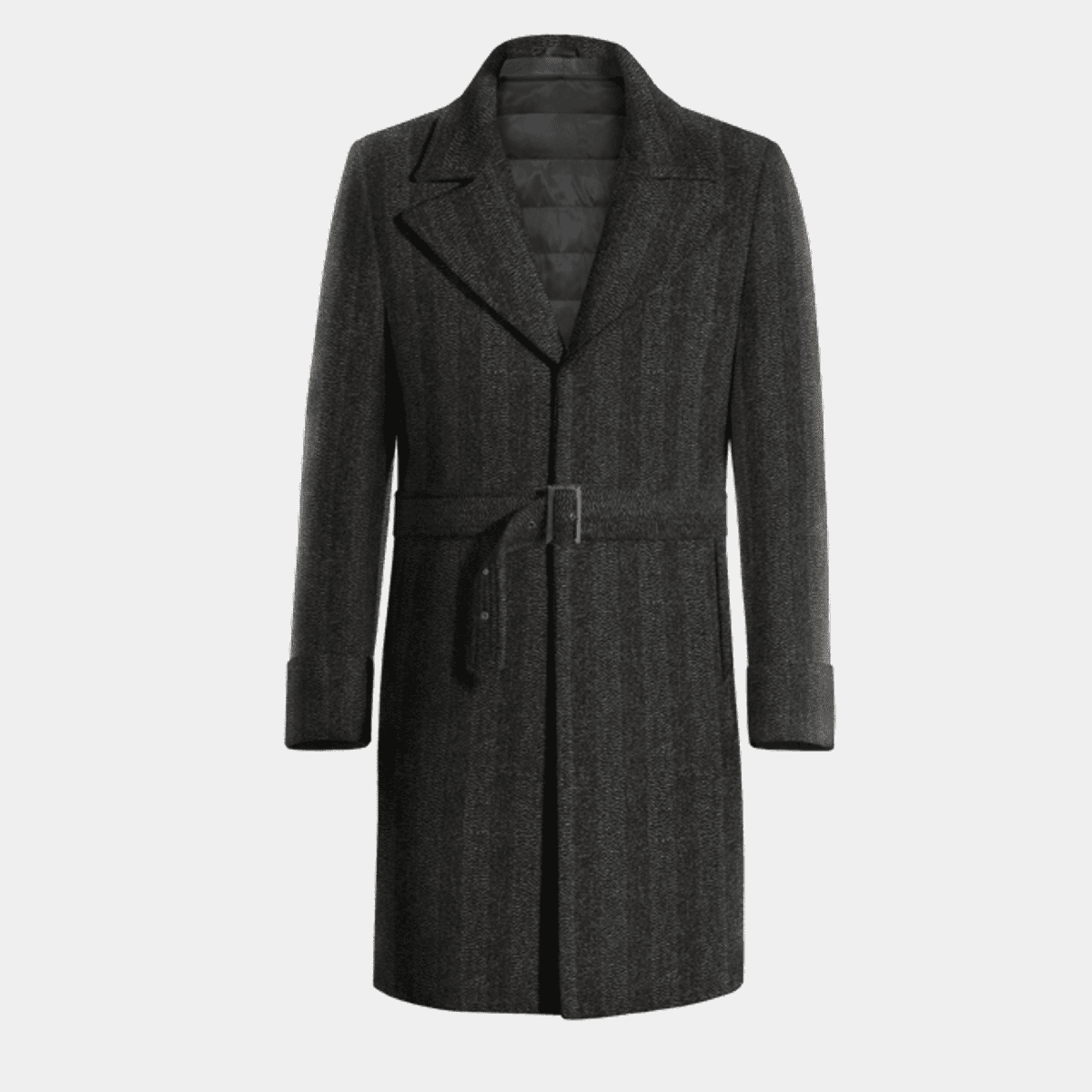 charcoal grey boucle trench