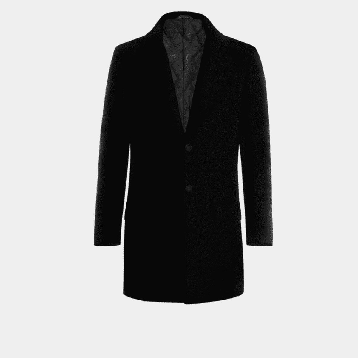 Wool black short Overcoat with wide lapels