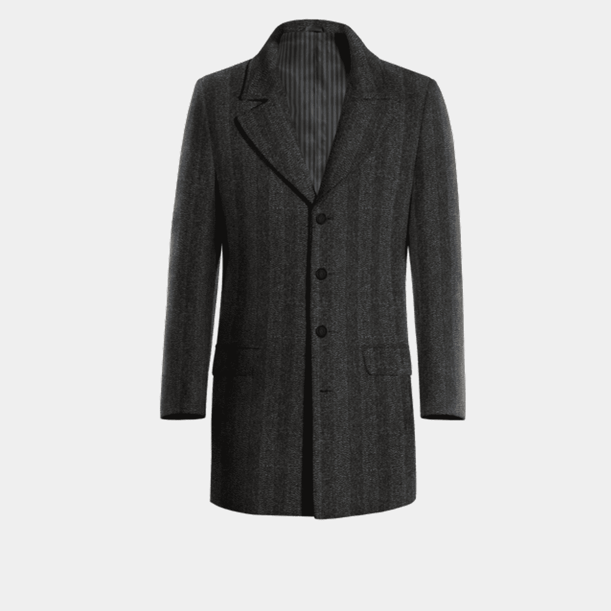 Gray herringbone Overcoat with blue lining