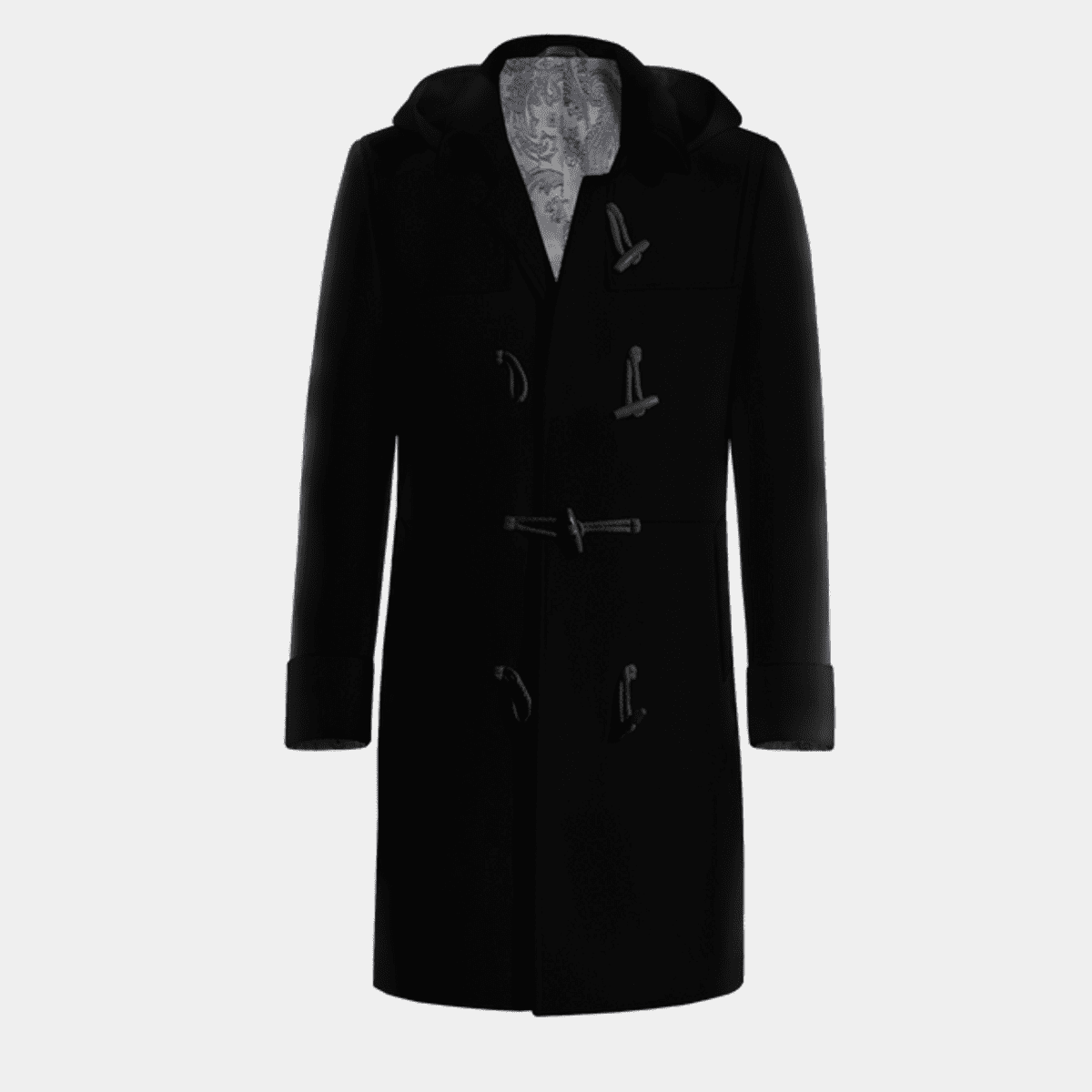 Black Long Wide lapel Duffle coat