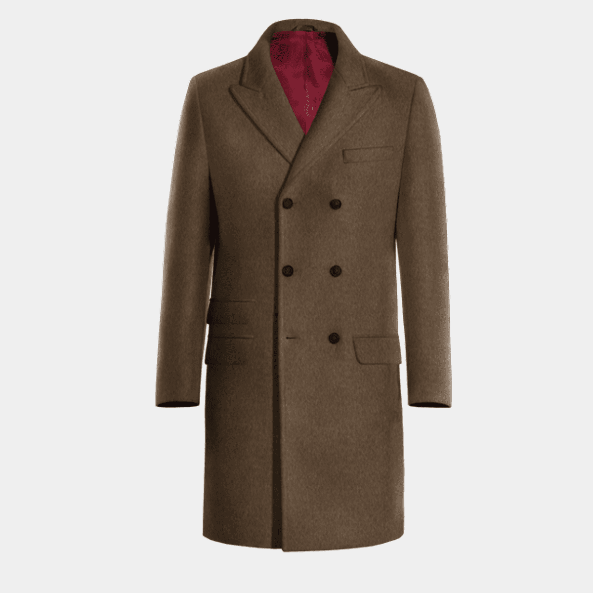 Brown Long Peak Lapel Double-Breasted Coat