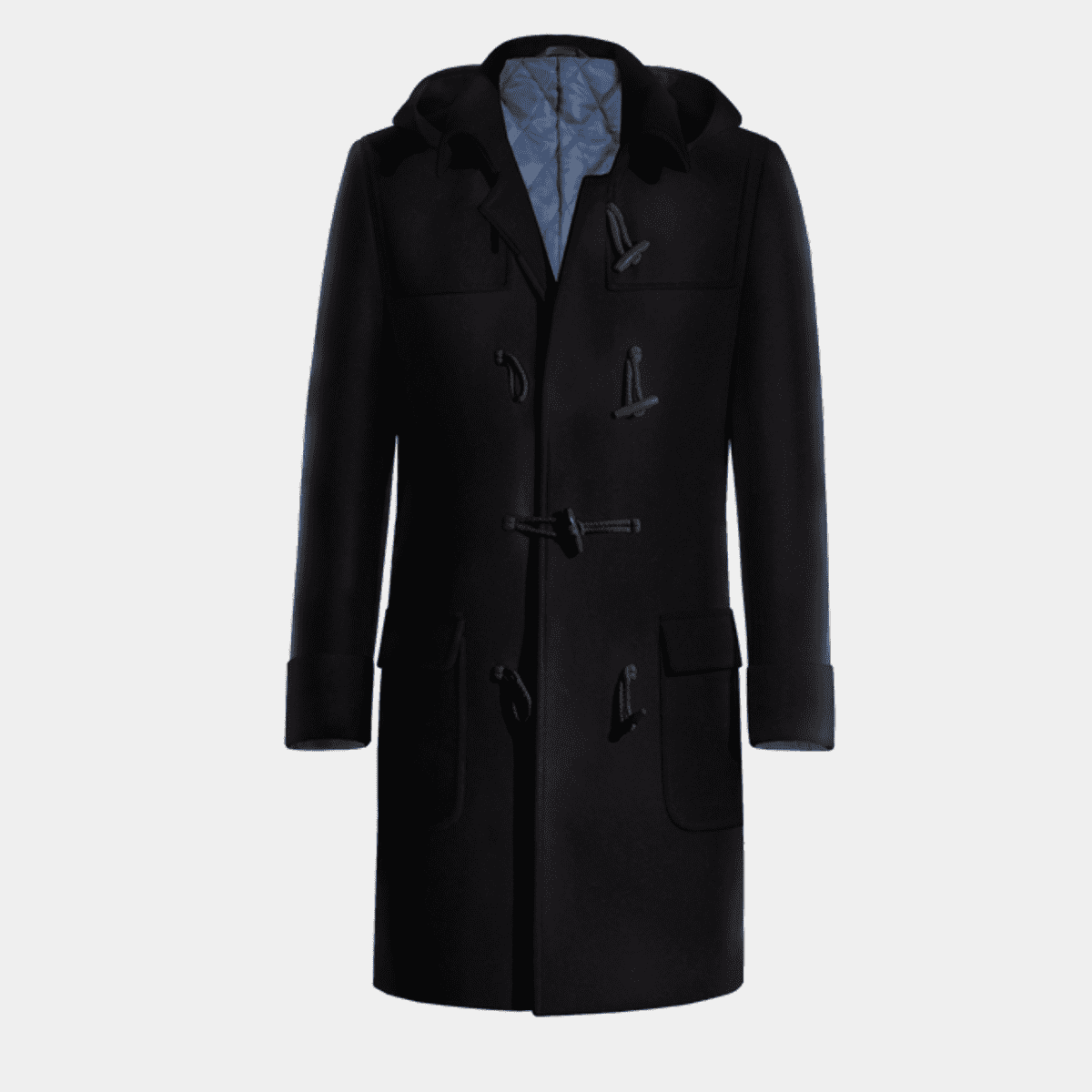 Blue Long Pure wool Duffle coat