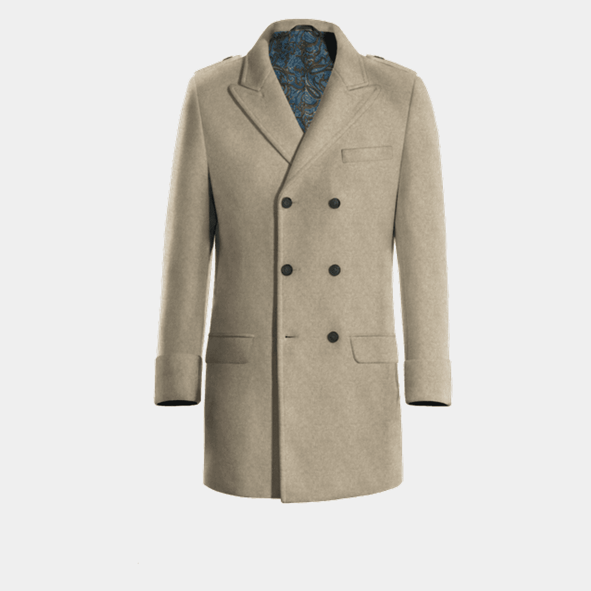 IIROT - 値下げIIROT Middle Sleeve Wool Jacket_Beige Beige melange short Double breasted overcoat with peak