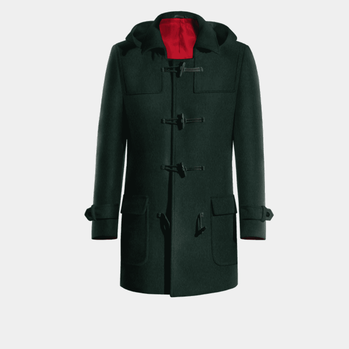 Green Duffle coat with sleeve straps