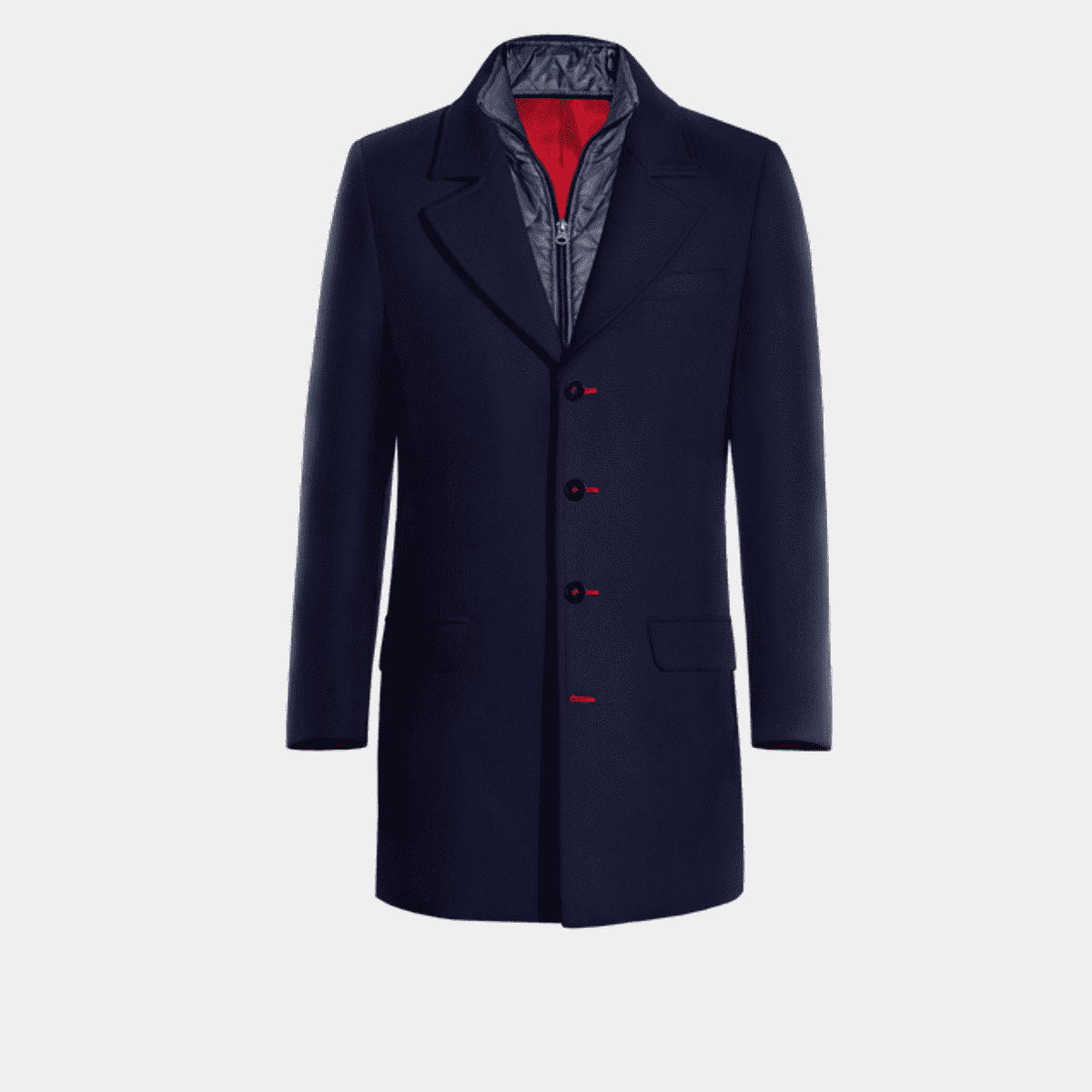 Blue Chesterfield Coat with contrasted Buttonthreads