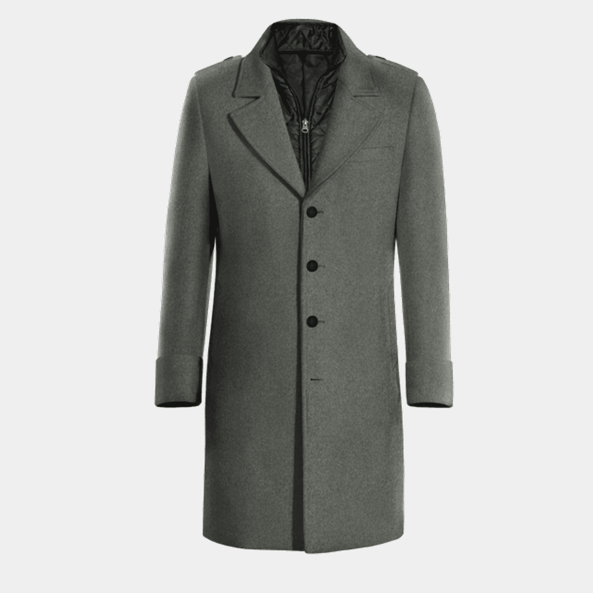 Pure Wool Iron gray melange long Chesterfield Coat with
