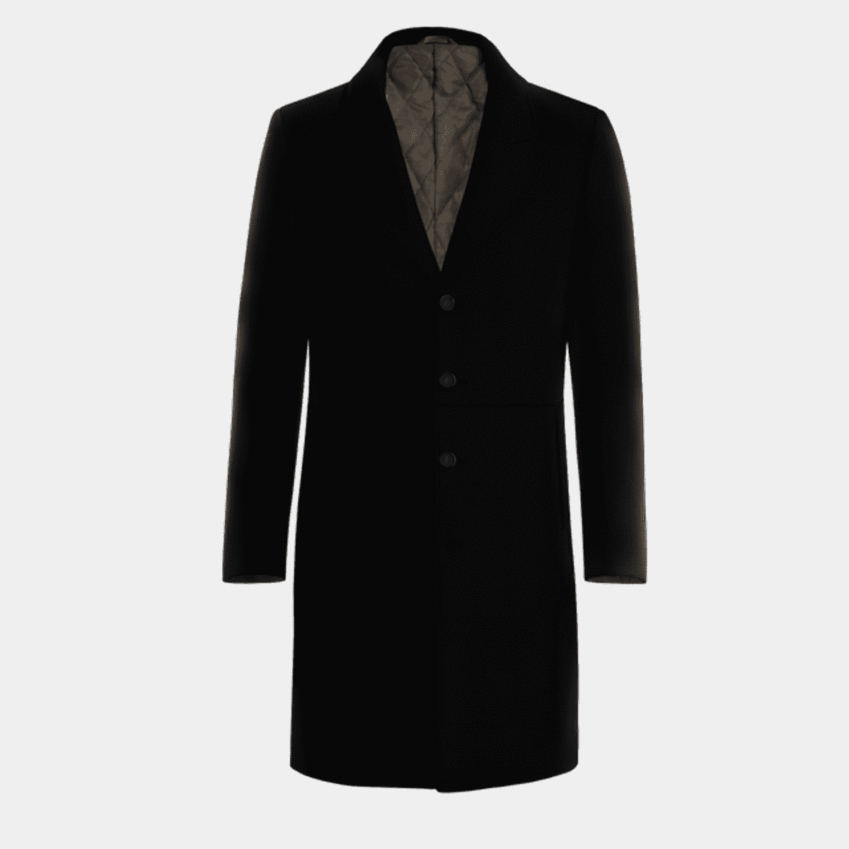 Black Long Peak Lapel Overcoat