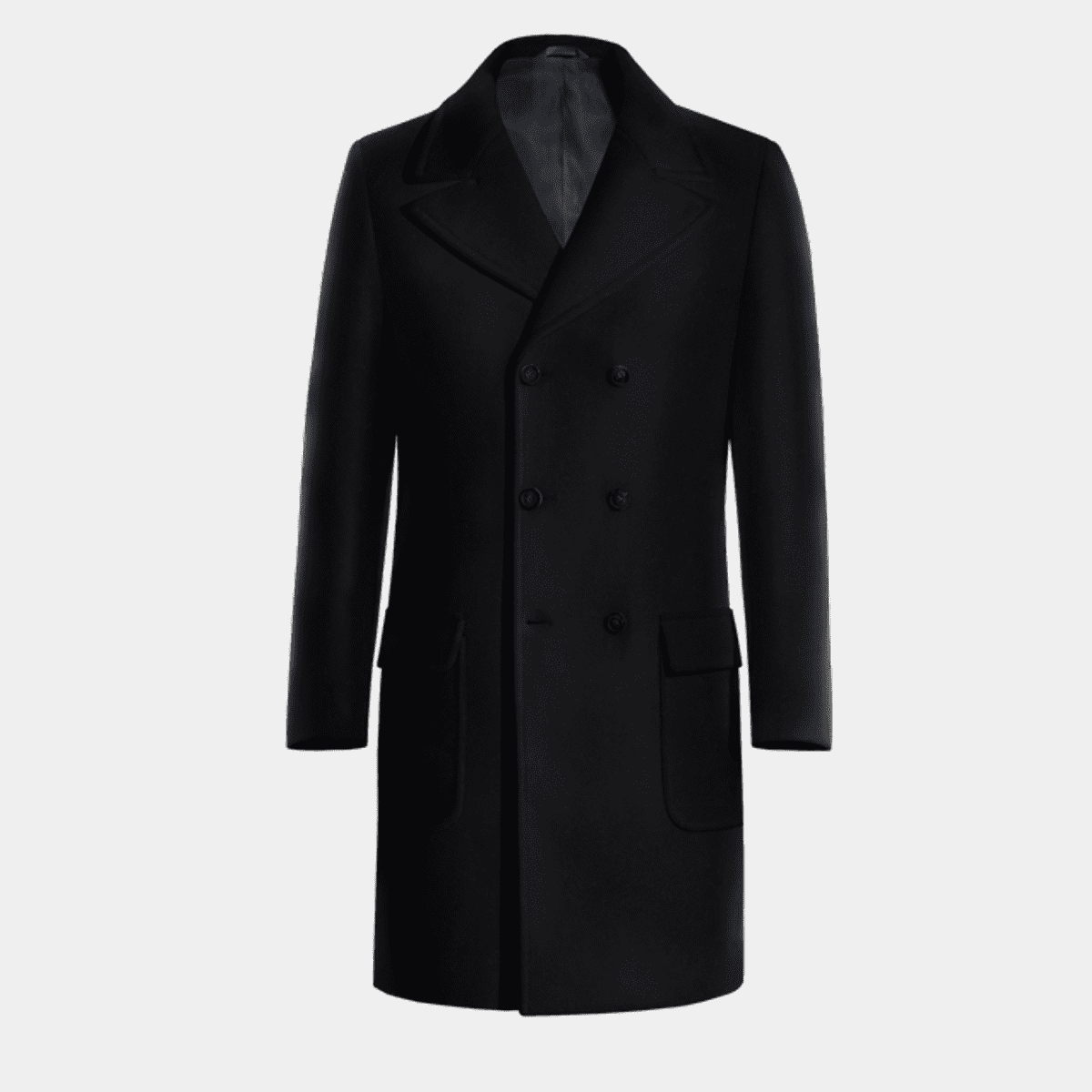 Blue Long Pure wool Double Breasted Coat