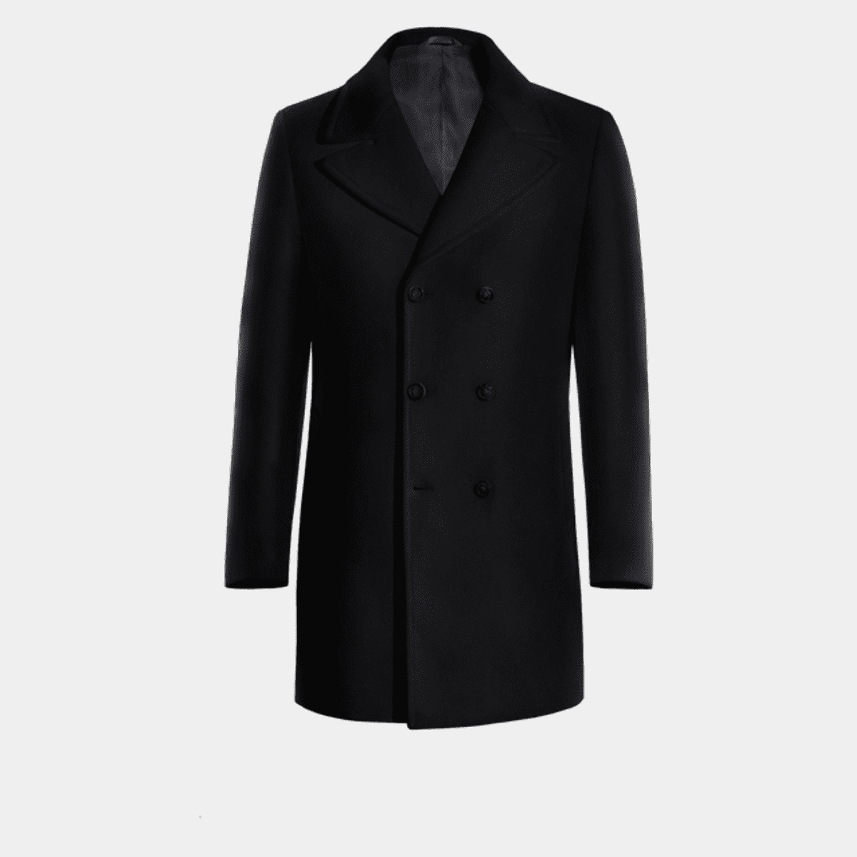 Double Breasted Wool Coat in Blue Black main image 0