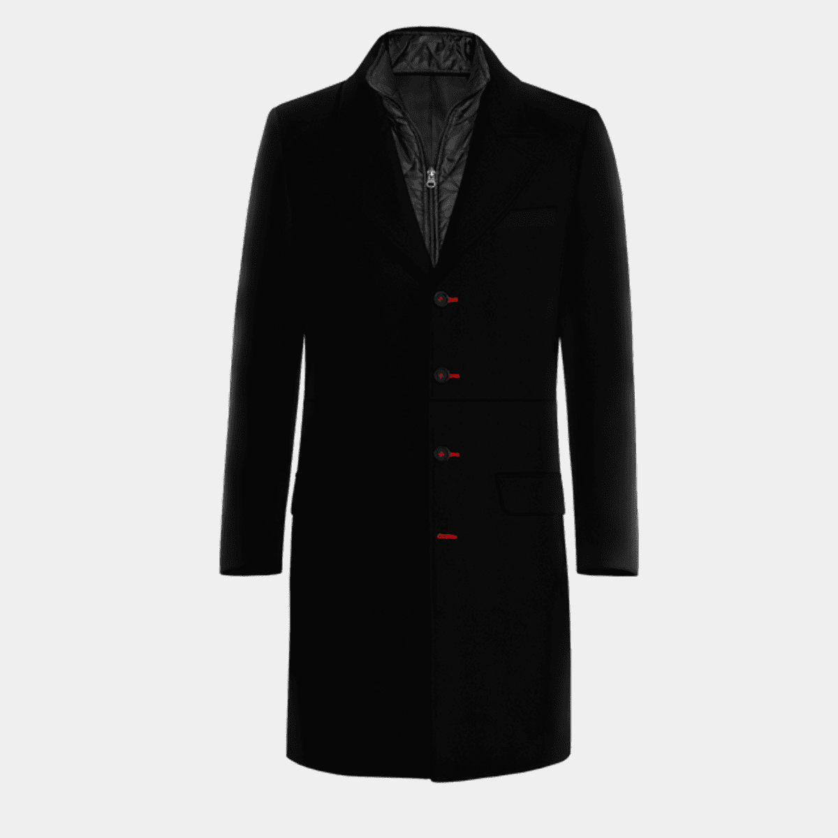 Oui T Black Long Padded Coat 77384 9990 main image 0