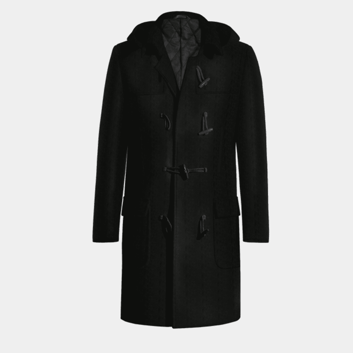 Black Long Montgomery coat with warm pockets