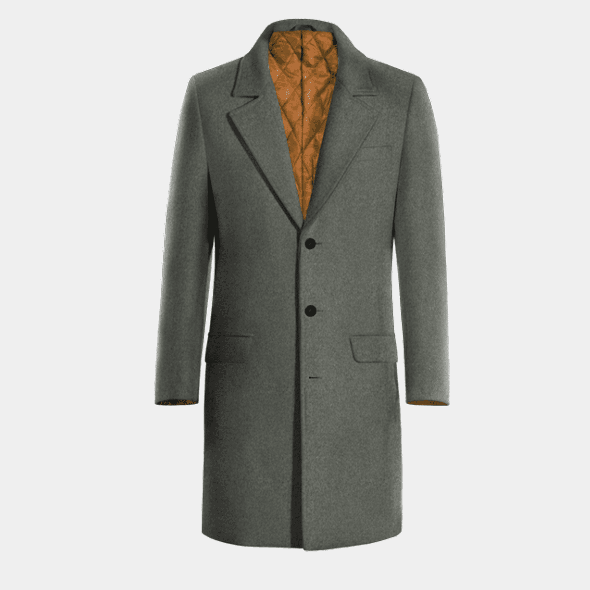 Grey Long 100% Wool Chesterfield Coat