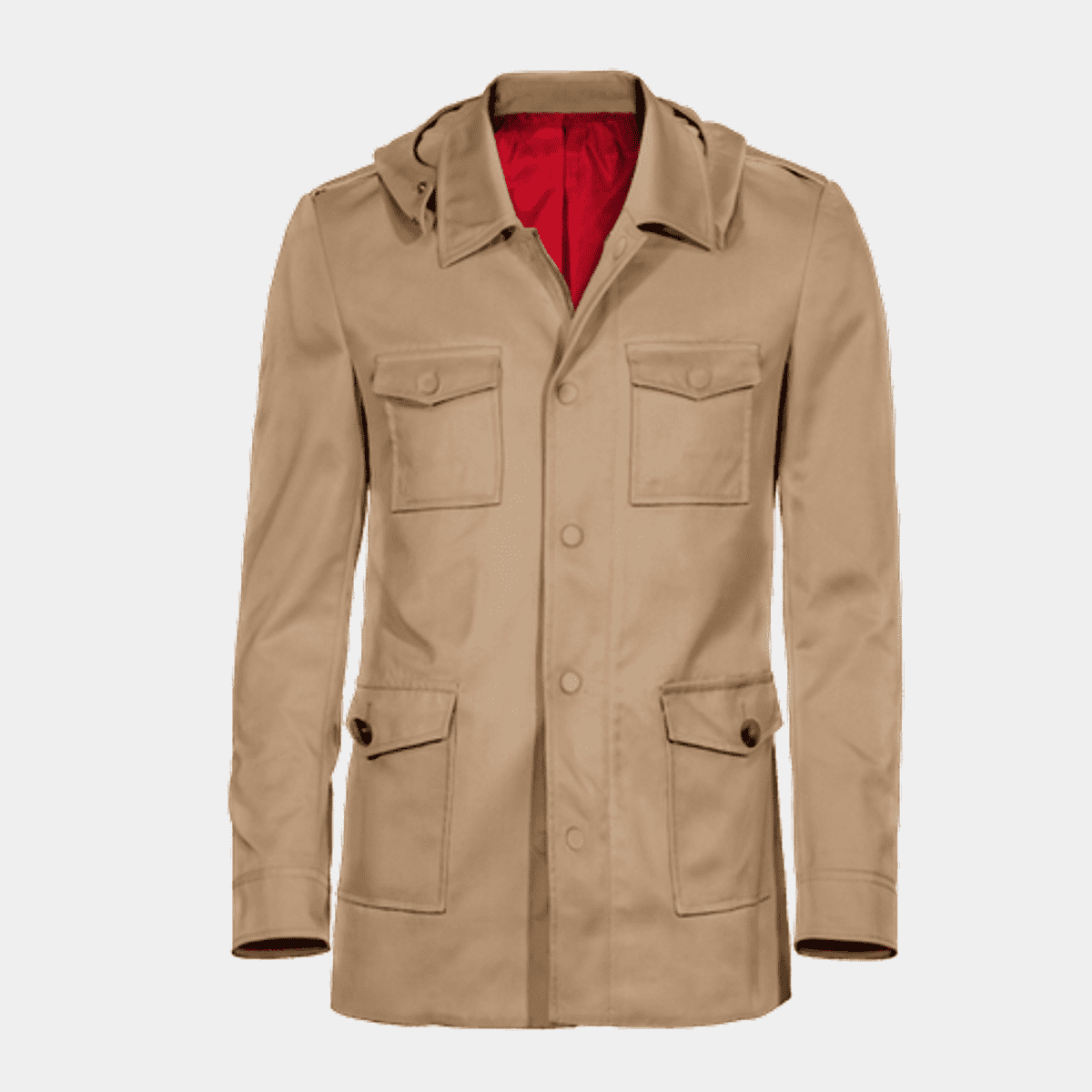 Beige Field jacket with detachable hood