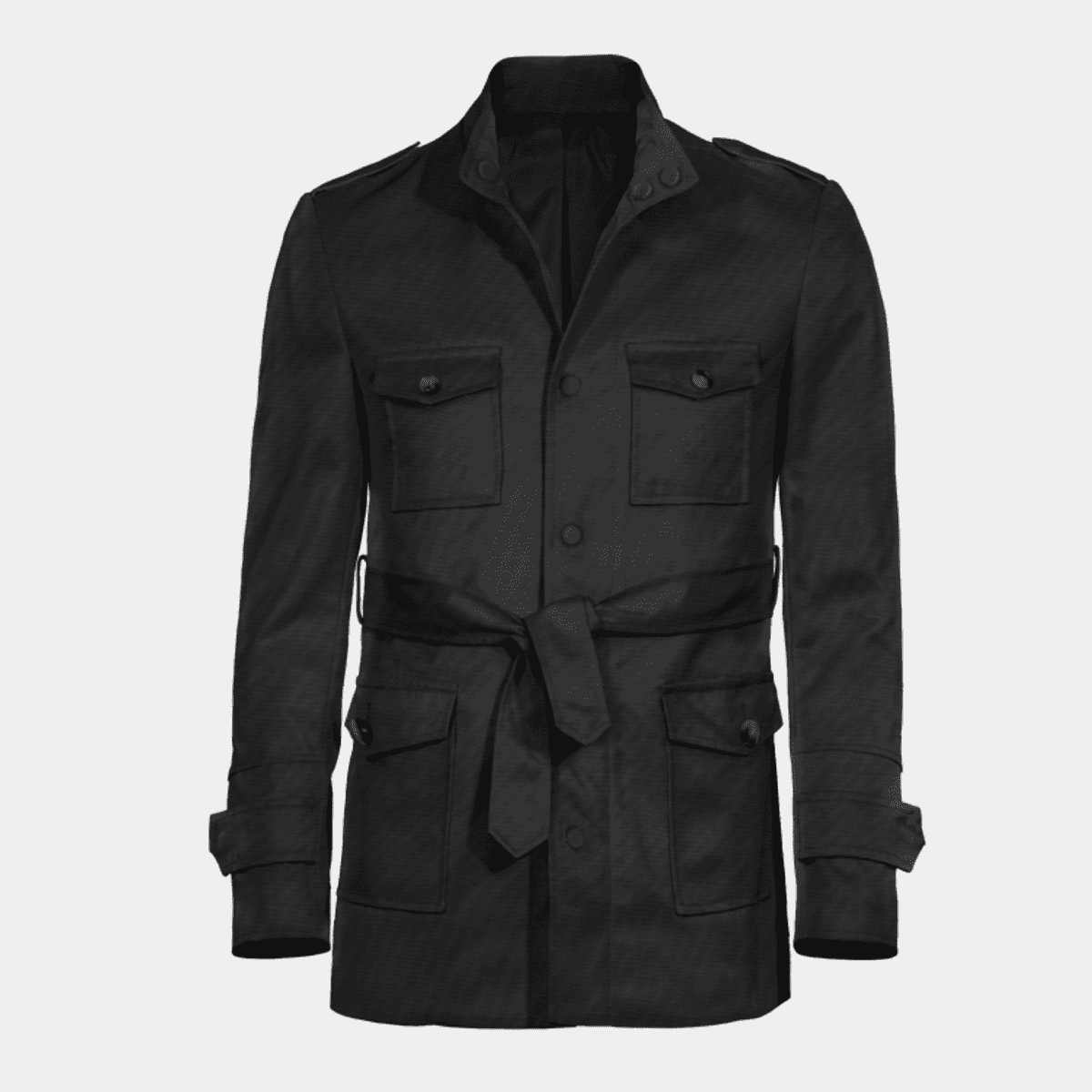 Veste saharienne homme noire avec ceinture 199€ | Hockerty
