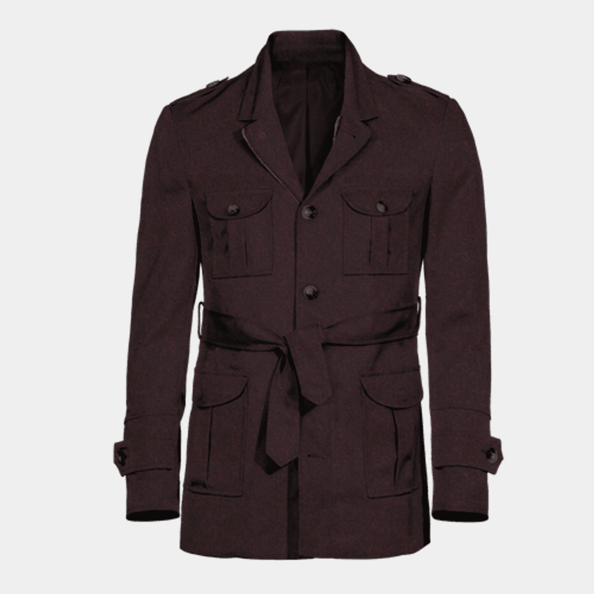 Lapeled red Field jacket with belt
