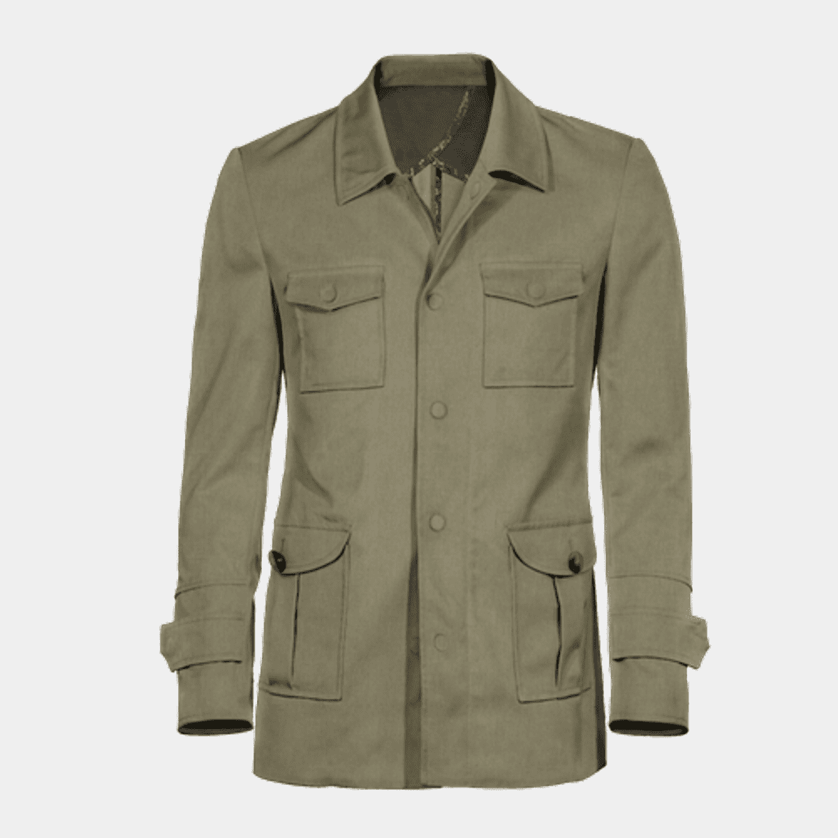 Unlined green linen-cotton Field jacket