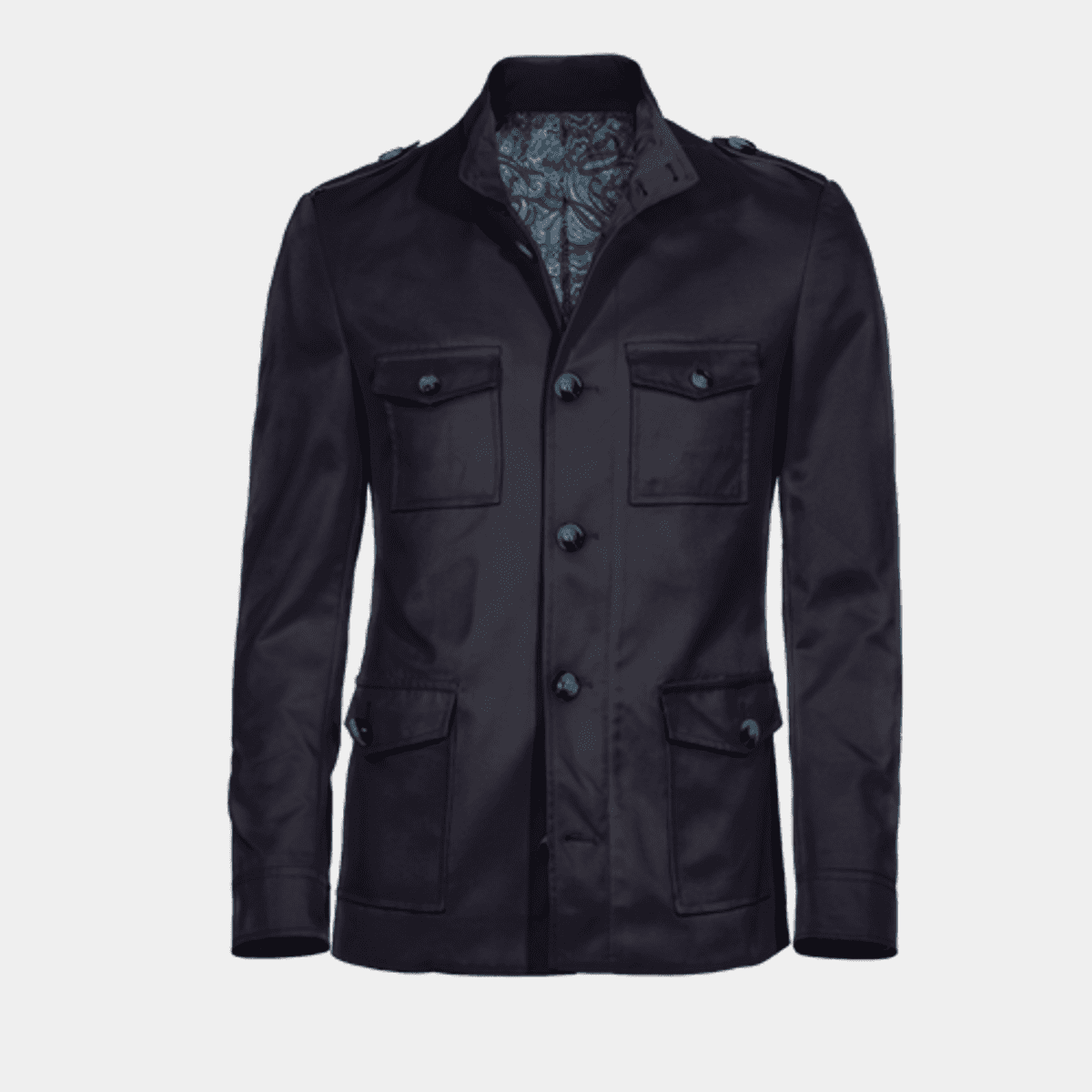 Veste saharienne homme Bleu marine avec epaulettes