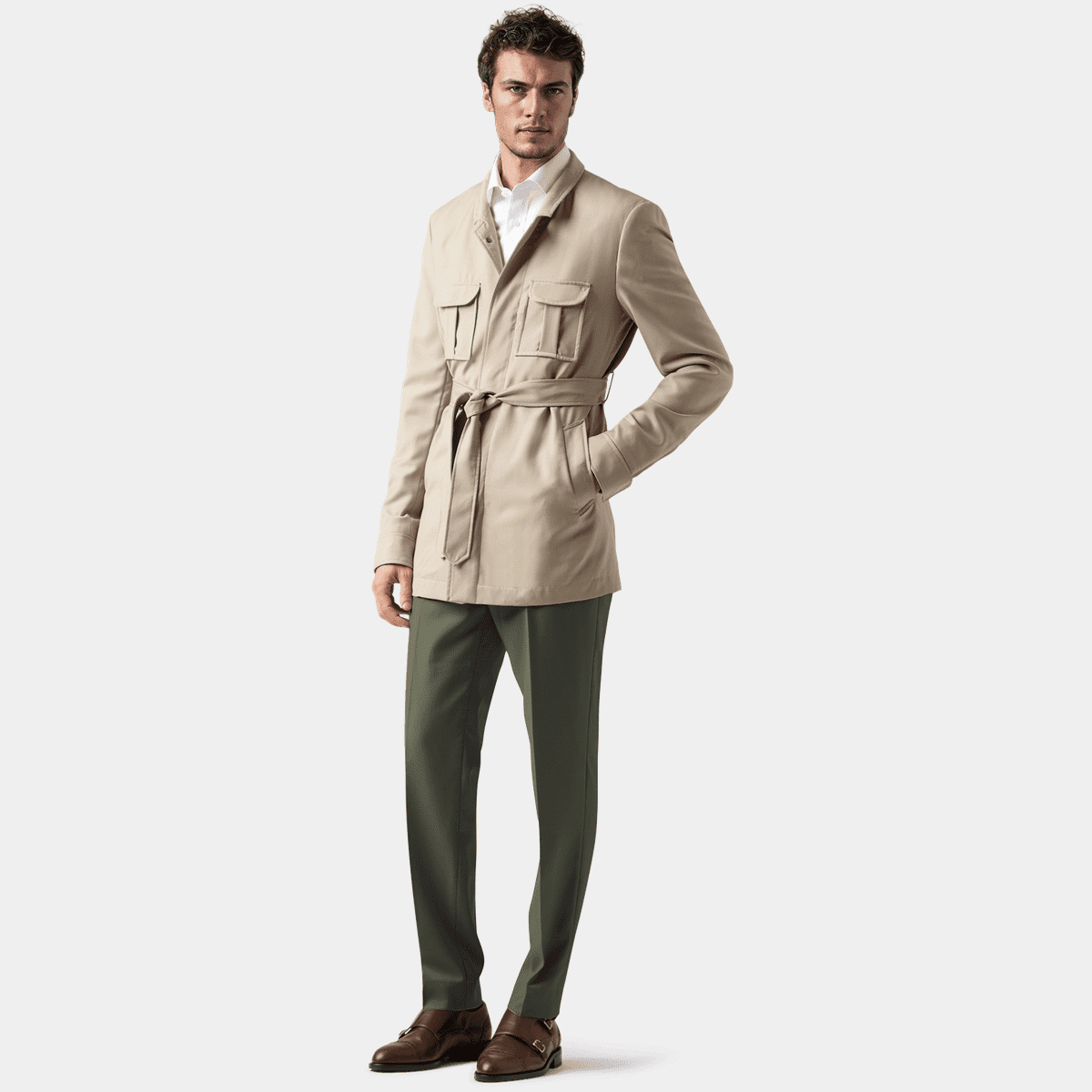 beige military blazer
