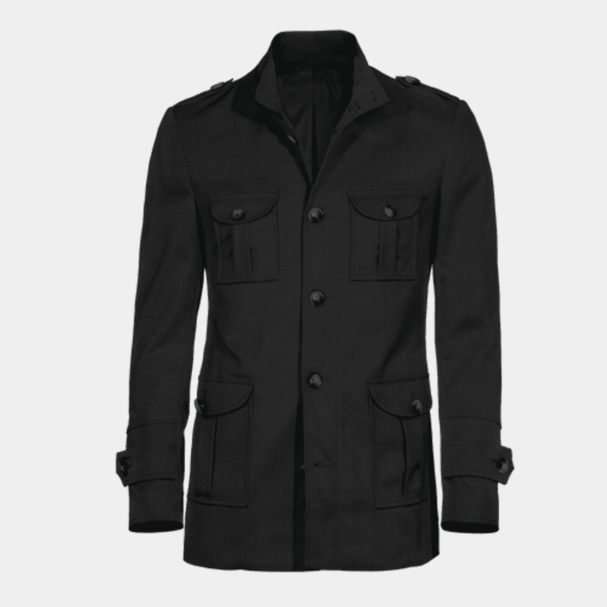 Black cotton Field jacket with epaulettes