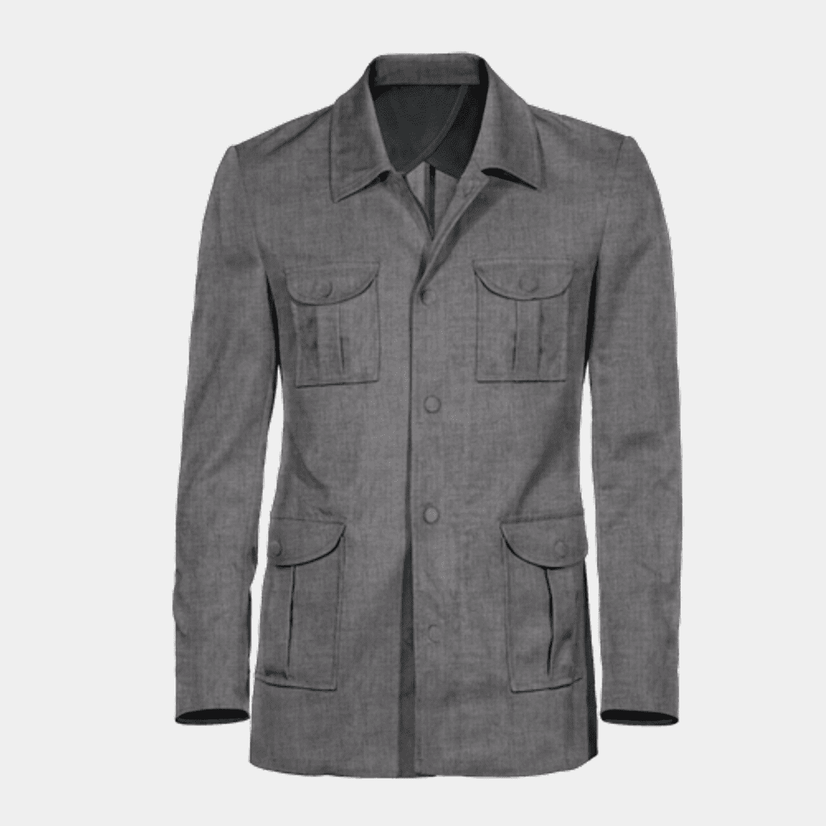 Lightweight Collared gray linen Field jacket