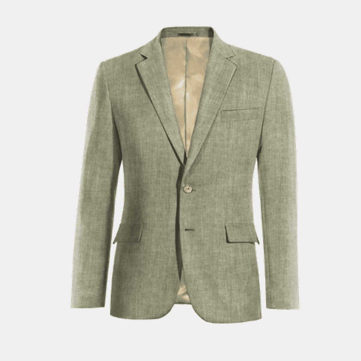 Sage green herringbone linen-cotton essential Jacket
