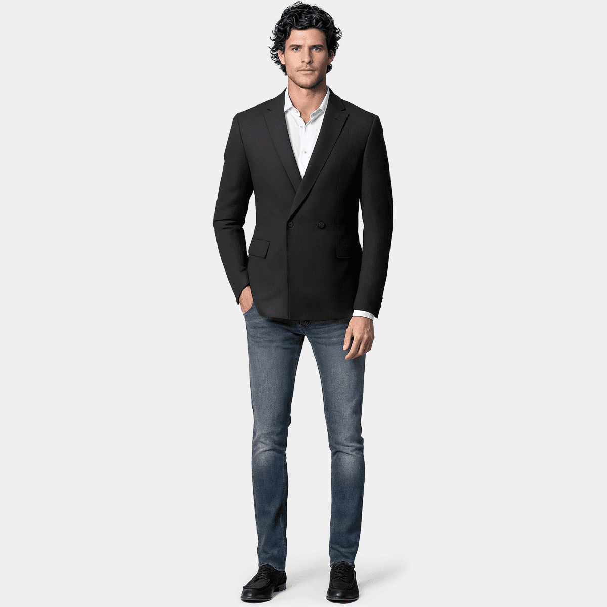 Single-Breasted Wool Jacket Black