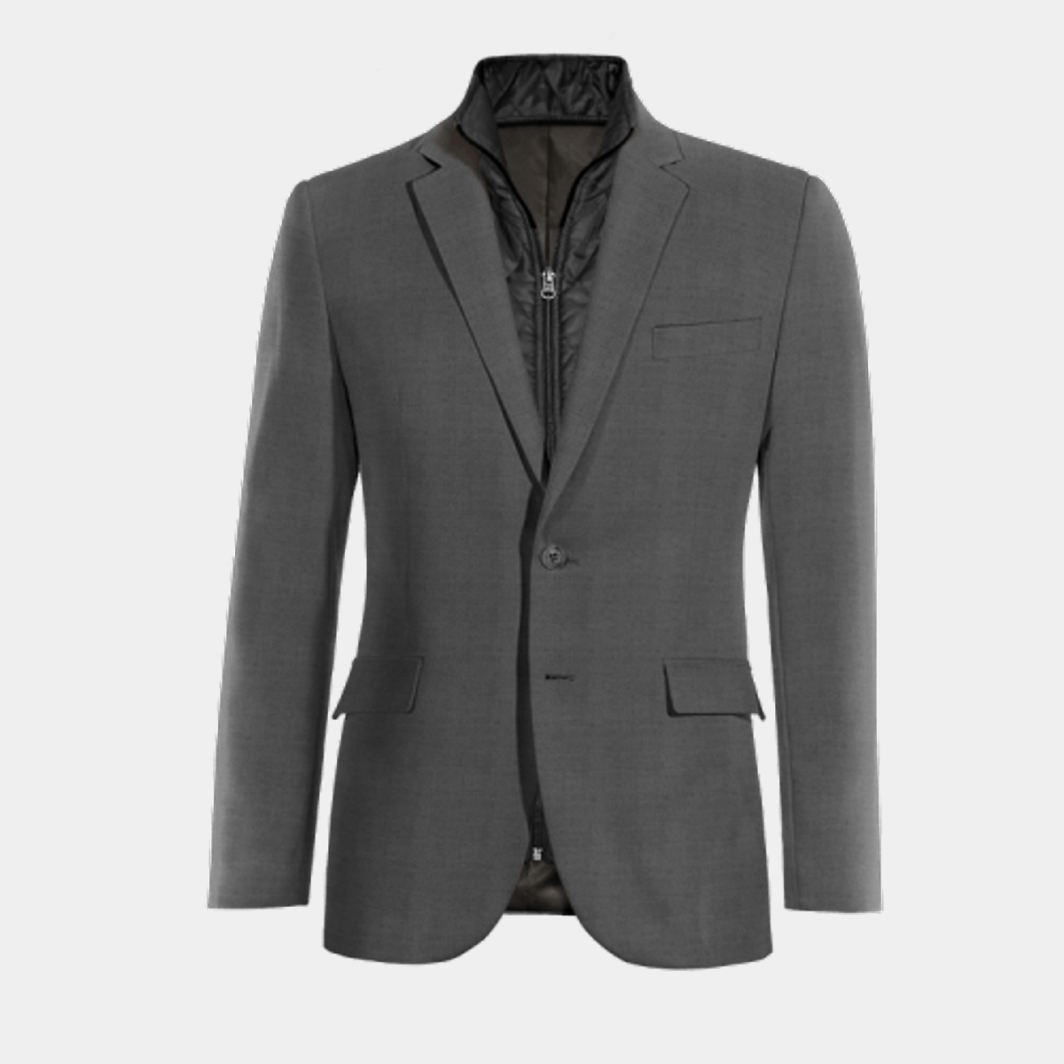 Grey Pure wool Suit Jacket with padded waistcoat piece