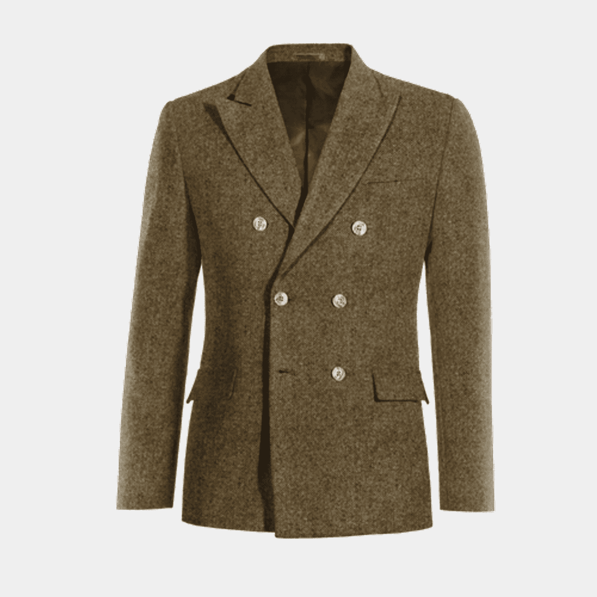 Belted Double-Breasted Jacket - Brown main image 1