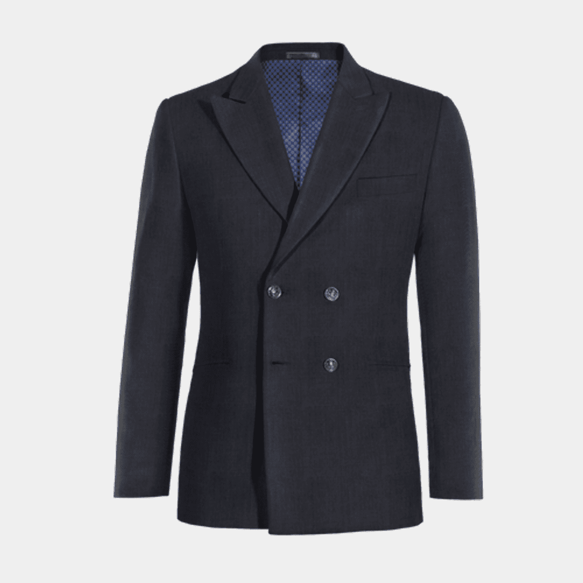 Navy blue super 100s Merino Wool double breasted Suit Jacket