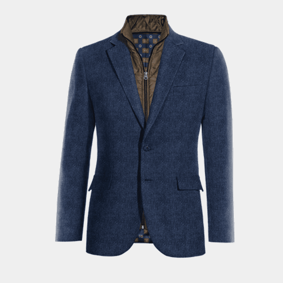 Royal blue herringbone tweed essential Suit Jacket with padded piece