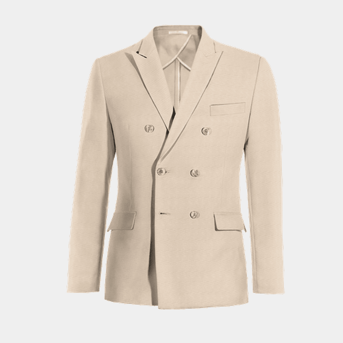 Vintage Champagne Peak Lapel Slim Fit Single Breasted Solid Color Men's Vest