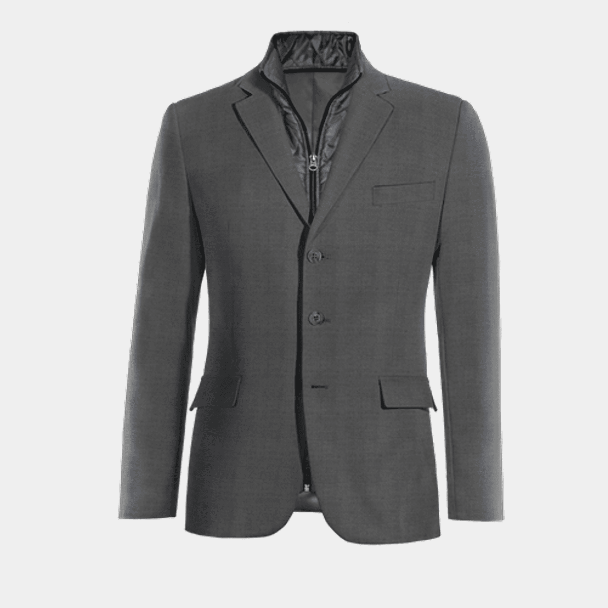 Iron grey super 100s Pure wool year round 3 buttons Suit Jacket with removable vest piece