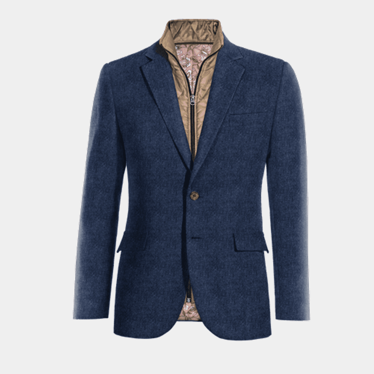 Royal blue herringbone tweed essential Suit Jacket with removable