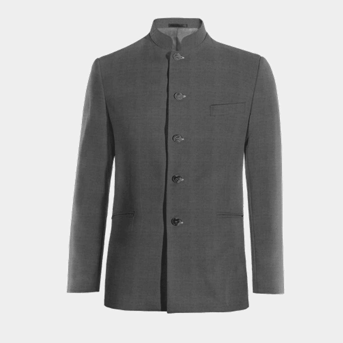 Iron grey super 100s Pure wool mandarin collar Suit Jacket with ...