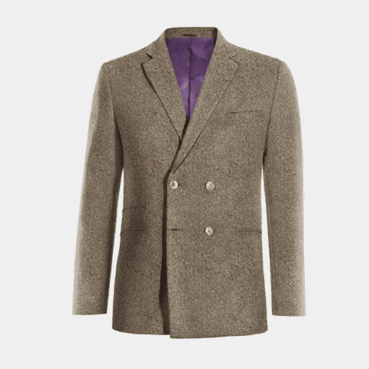 3540144 Brown Double-Breasted Check Jacket