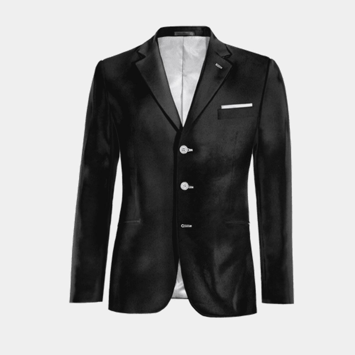 Onyx black velvet essential 3 buttons Jacket with a pocket