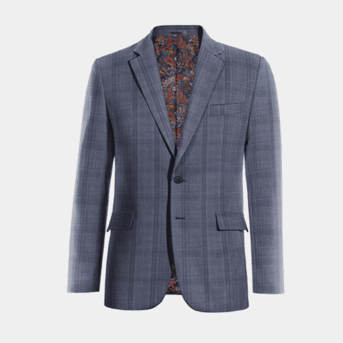 Dusty blue overcheck Pure wool yearround Suit Jacket