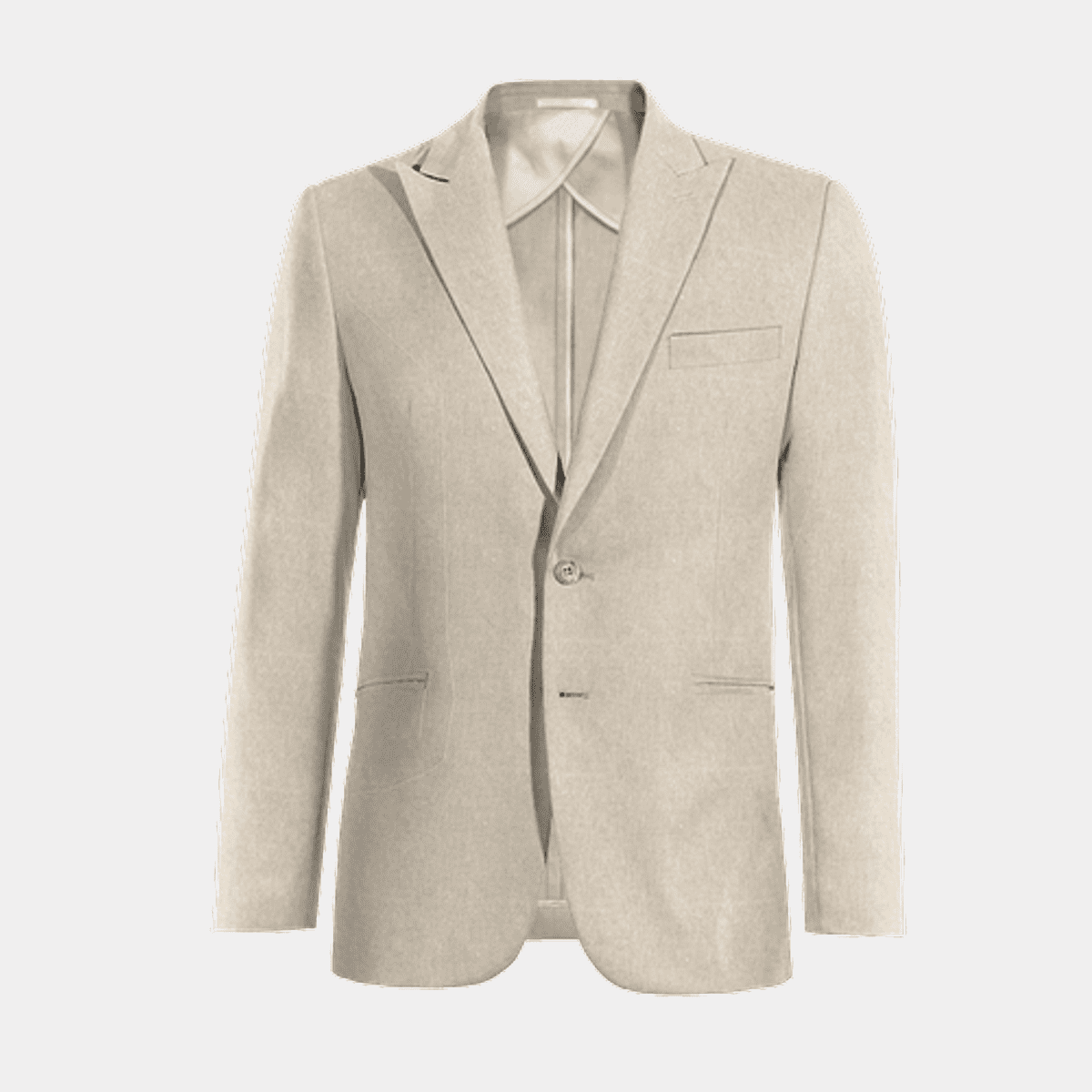 Beige linen peak lapel unlined Suit Jacket