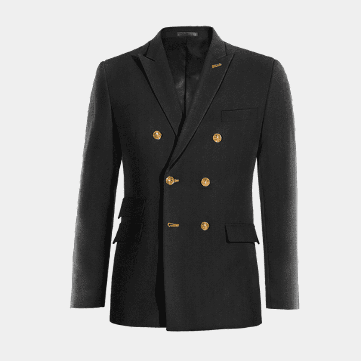Onyx black double-breasted peak lapel Suit Jacket with